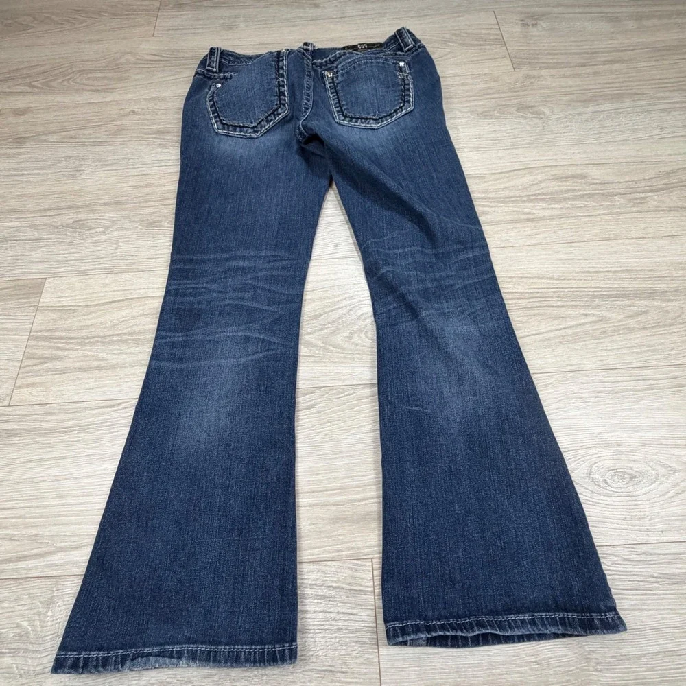 Miss Me Womens Mid Rise Bootcut‎ Jeans Dark Wash Contrast Stitch MS5012B8D Sz 31